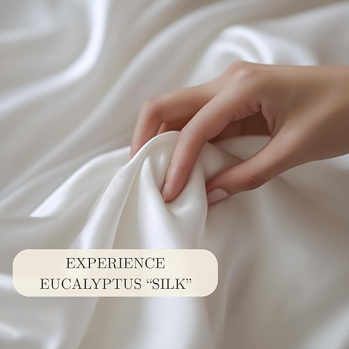 Eucalyptus Sheets - Infused with Silver for Anti-Odor, Softer Than Silk Fibers, More Cooling Than Cotton - Perfect for Hot Sleepers & Sensitive Skin - 100% Tencel Lyocell - Cali-King Sheet Set