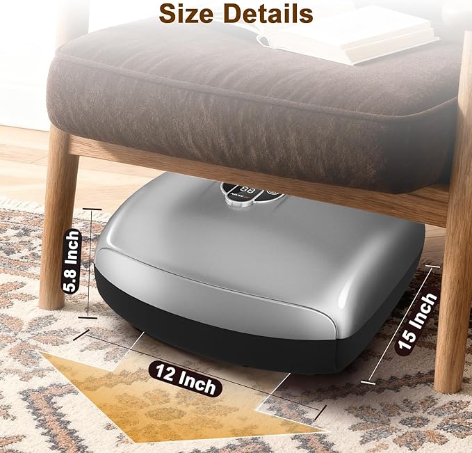 Shiatsu Foot Massager Machine with Heat : Deep Kneading Foot Massager with Vibration & Compression for Plantar Fasciitis & Neuropathy - for Women & Men,Relax for Home Office Use (Silver)