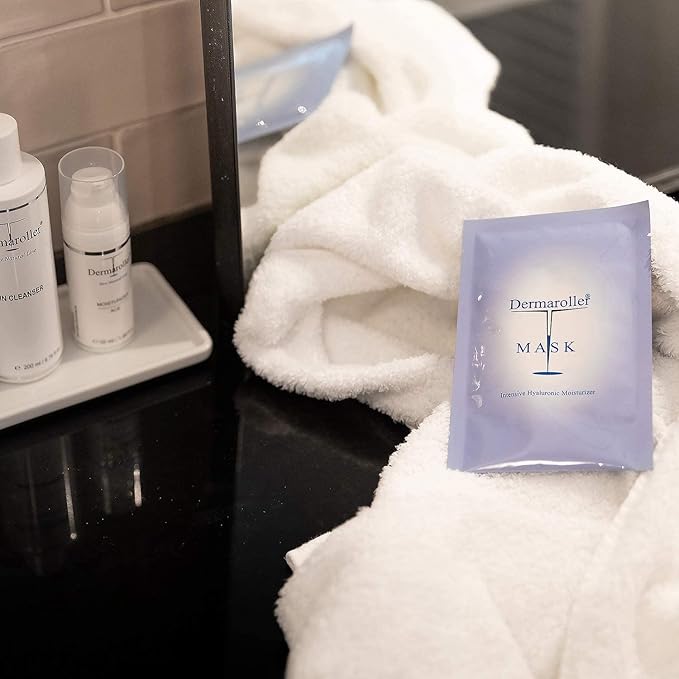 Dermaroller Hydrating Face Mask Sheets - 10 Pack with Hyaluronic Acid, Matrixyl & Vitamin E for Anti-Aging Skincare and Radiant Glow