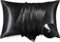 Bedsure Satin Pillowcase with Zipper, Similar to Silk Pillow Cases 2 Pack, Satin Pillow Cases Queen Size Set of 2, Silky & Soft Black Pillow Covers for Hair and Skin, Gifts for Women Men, 20x30 Inches
