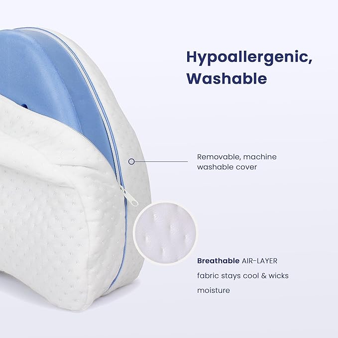 Contour Legacy Leg & Knee Foam Support Pillow for Side Sleepers Soothing Relief for Back, HIPS, Knees, Joints, Nerves & Muscles