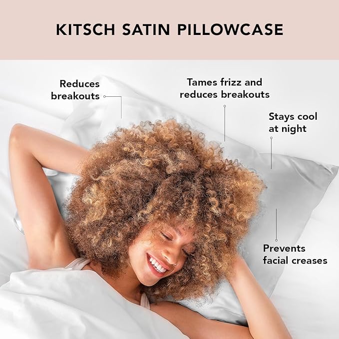 Kitsch Satin Pillowcase with Zipper for Hair & Skin, Softer Than Silk Pillow Cases Queen, Wrinkle-Free, Smooth and Cooling Satin Pillow Covers, Standard Size 19"x26", Silver