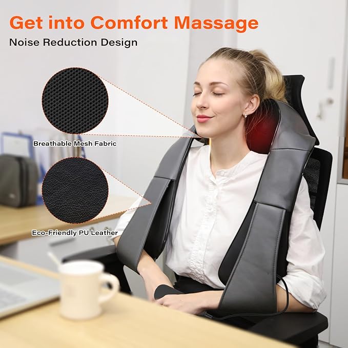 Electric Neck Massager, Neck and Back Massager with Heat, Shiatsu Massage Pillow for Back, Shoulder, Muscle Pain Relief, Ideal Fits for Parents (Gray-Remote Controller)