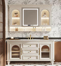 Freestanding Bathroom Vanity with Sink, Solid Wood Bathroom Vanity Set, Vintage Bathroom Vanities with Large Capacity Storage Cabinet and Open Shelf, Elegant Vanities (White,68")
