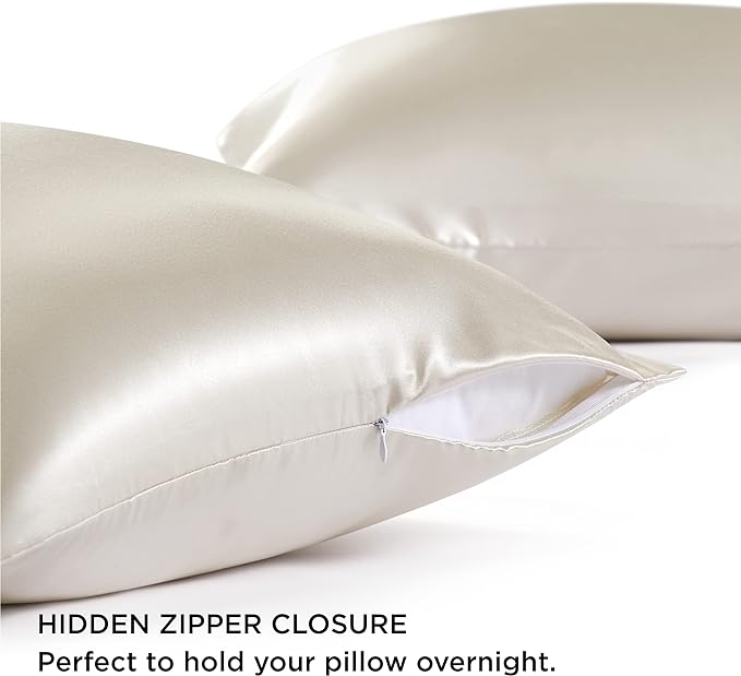 Bedsure Satin Pillowcase with Zipper, Similar to Silk Pillow Cases 2 Pack, Satin Pillow Cases Queen, Silky & Soft Bedding Pillow Covers for Hair & Skin, Gifts for Women Men, Sage Green, 20x30 Inches