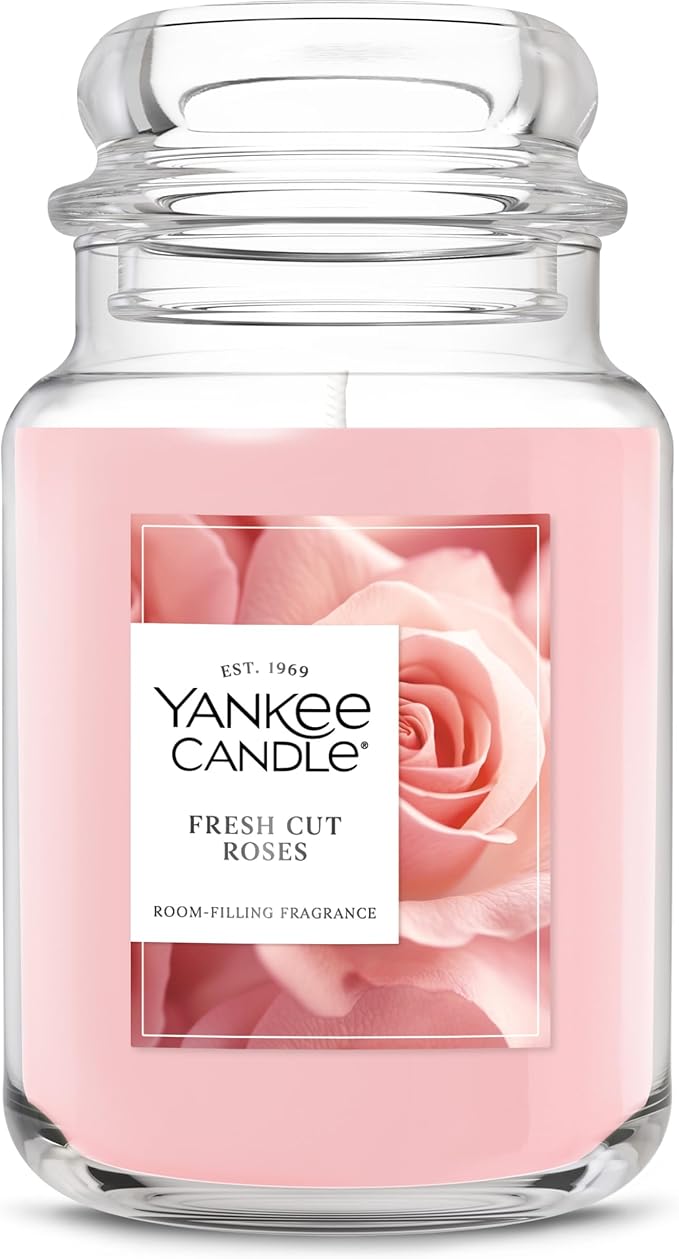 Yankee Candle Fresh Cut Roses Scented Candle, 22oz Large Jar with up to 150 Hour Burn Time, Giftable