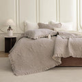 QSH 3PCs Stonewashed Cotton Quilt King (110"x98"),Linen Feel Ruffled Quilt King Size Bedding Set,Ultra Lightweight Soft Crinkled Bedspread Coverlet King Shabby Farmhouse Chic Bed Set for All Seasons