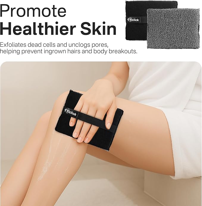 Yiclick Exfoliating Body Scrubber Exfoliator 2 Pack - Exfoliating Sponge, Shower Bath Sponge Loofah with Handle, Body Scrub Lufas Washcloth Net Brush, Dead Skin Remover for Body(Rectangle)