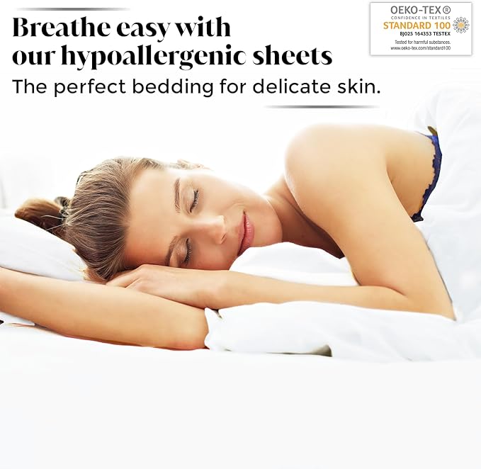 Luxury Bamboo Market | King Size Bed Sheet Set | 100% Viscose Made from Bamboo | Organically Grown | Ultra Soft | Cooling Sheets for Hot Sleepers | 17" Deep Pocket [Classic White]
