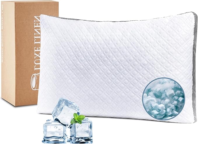 Tencel Standard Bed Pillows, Shredded Memory Foam Pillows, Adjustable Bed Pillow for Sleeping, 18"x26"Cooling Tencel Circular Knit Pillows for Side, Back, Stomach Sleepers（Pack of 1）