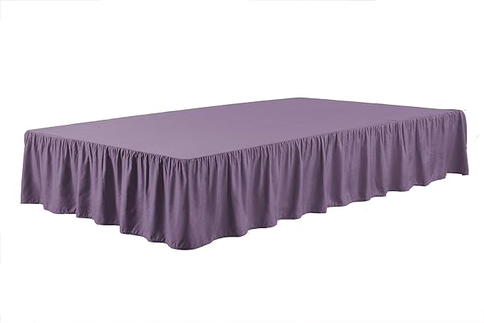 Sheets & Beyond Wrap Around Solid Microfiber Luxury Hotel Quality Fabric Bedroom Gathered Ruffled Bedding Bed Skirt 14 Inch Drop (Twin, Lavender)