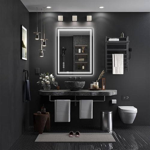 28x36 Inch LED Bathroom Mirror with Frontlit & Backlit（Independent Control）, Lighted Mirror for Bathroom Wall with 3-Color Dimmable & Anti-Fog, Vanity Mirror with Lights