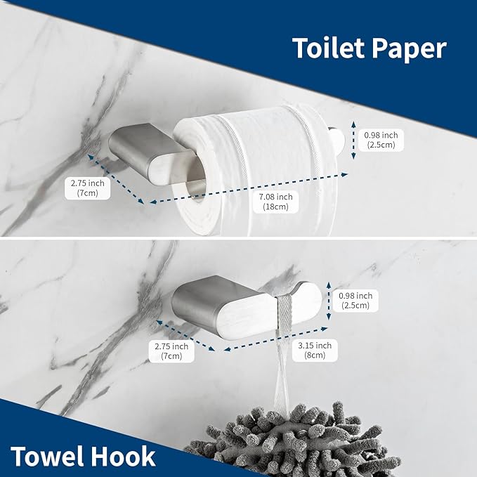 Bathroom Hardware Set, 4-Piece Towel Rack Towel Holder Toilet Paper Holder Towel Hooks Wall Mounted Towel Bar Stainless Steel Towel Racks, Brushed Nickel Bathroom Accessories Towel Bar Set, 16 inch