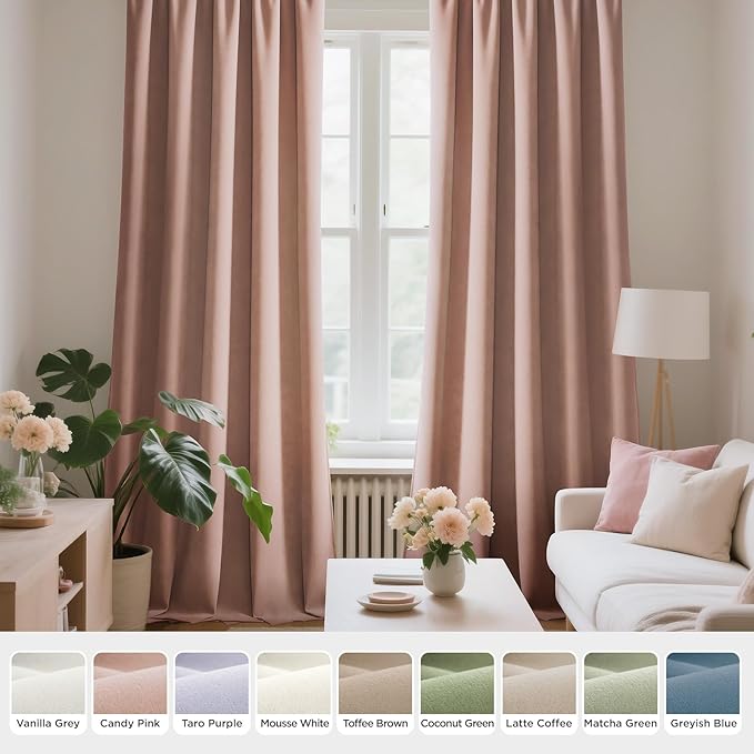 Joydeco Candy Pink Velvet Curtains 72 Inches 2 Panels, Luxury Thermal Insulated Soft Pink Curtains for Bedroom & Living Room, Room Darkening Velvet Drapes, Rod Pocket (52W x 72L)