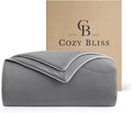 Cozy Bliss Cooling Comforter King Size Dual-Sided, Ultra-Soft Cooling Blankets for Hot Sleepers and Night Sweats, Breathable Lightweight Silky Smooth, Dark Grey
