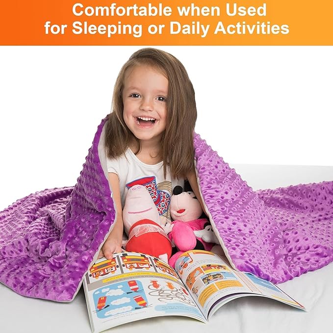 hazli Super-Soft Kids Weighted Blanket 5 Pounds - Easy to Clean, Washable Minky Cover - 36x48 Inches 5lbs Small Heavy Blanket for Girls and Boys Child