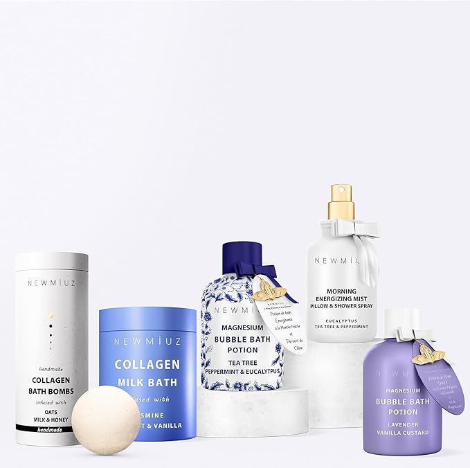 Magnesium Bubble Bath Long Lasting Foam for Sore Muscles Recovery Tea Tree Peppermint Eucalyptus Relaxing Stress Relief Calming Self Care Spa Gift