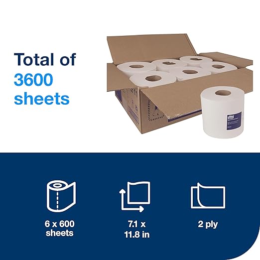 Tork Soft Centerfeed Hand Towel White M2, 100% Recycled, 6 x 600 Towels, 121211