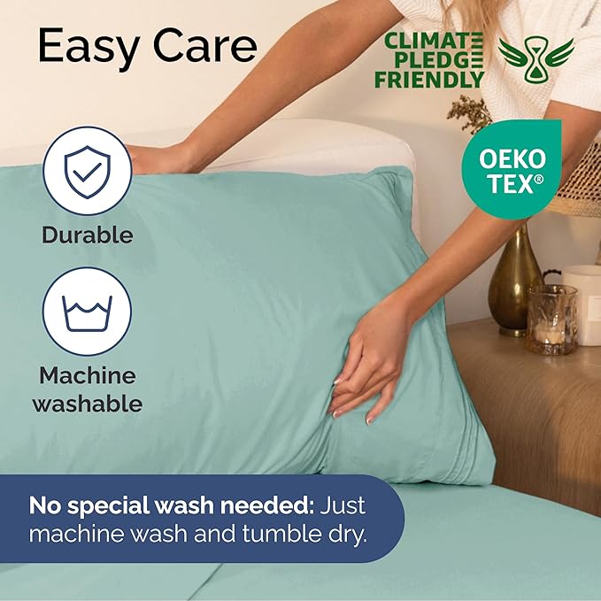 Cal King Size 4 Piece Sheet Set - Extra Soft, Breathable & Cooling - Hotel Luxury Durable Bed Sheets for Women & Men - Deep Pockets, Easy-Fit & Wrinkle-Free - Light Teal Oeko-Tex