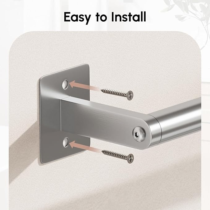 USHOWER Brushed Nickel Towel Bar, 24 Inch Towel Racks for Bathroom Wall Mounted, Heavy Duty Stainless Steel Towel Holder, Easy Installation (Total Length 26 Inch)