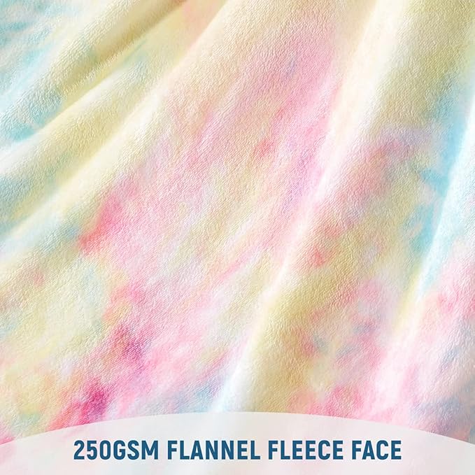 KAWAHOME Sherpa Fleece Queen Size Blanket for Bed - Extra Warm and Heavy Thick Blankets for Winter, Super Soft 500GSM Plush Blanket, 90"X 90" Rainbow