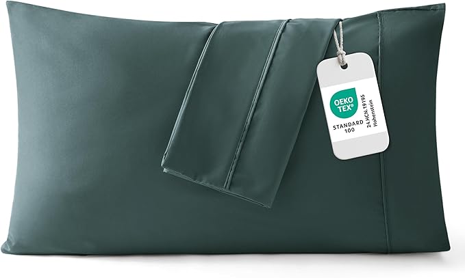 Bedsure King Size Pillow Cases Set of 2 - Forest Green Brushed Microfiber Pillowcases 2 Pack, Super Soft Pillow Case Cover with Envelope Closure, Wrinkle, Fade and Stain Resistant, 20x36 Inches