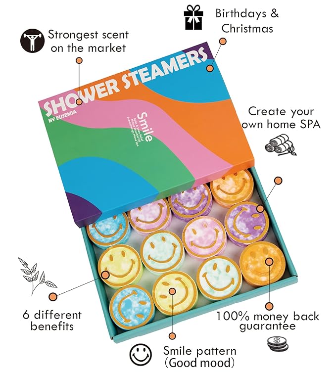 Shower Bombs Steamers Gifts for Women-EUSEMIA 12 Pcs Scented Aromatherapy Shower Bath Bombs Steamer with Essential Oils for Body Restore and Stress Relief