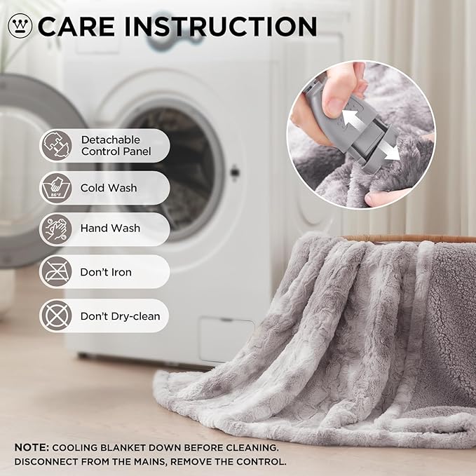Westinghouse Electric Blanket Twin, Faux Fur Heated Blanket with 10 Heating Levels & 1-12 Hours Auto Off, Soft Cozy Sherpa Heated Blanket Washable Blanket (62" x 84" Twin Size, Light Grey)