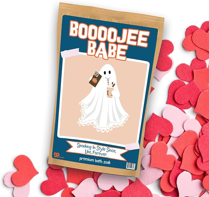 Boojee Babe Bath Soak - Pink Rose Sea Salt Luxury Bath Gift Funny Halloween Gag Gift for Women Cute Ghost Spooky Self-Care Treat