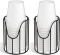 Luxspire Bathroom Cup Dispenser, 3-5oz Dixie Cup Dispenser, Metal Dixie Cup Holder, Disposable Paper Cup Holder for Bathroom, Cotton Pad Holder, Guest Bathroom Essentials, Black, 2 Pack