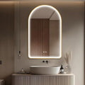 Niccy Arched LED Bathroom Mirror, 48"x30" Gold Framed Arch Wall Lighted Mirrors, Arching Frontlit Vanity-Mirror with Memory Function for Bathroom Bedroom, Defogger and 3 Color, Explosion-Proof