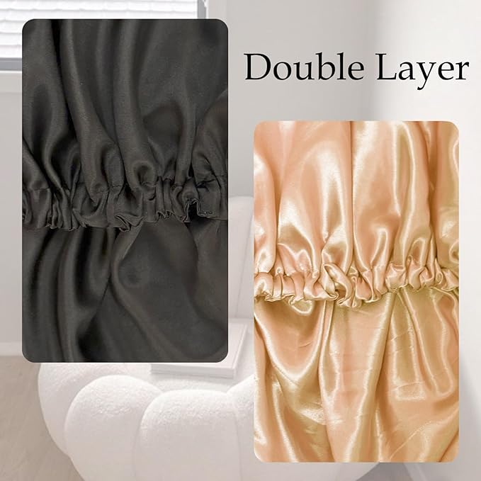 Satin Bonnet Double Layer Silk Bonnet for Sleeping Women Hair Care for Natural Curly