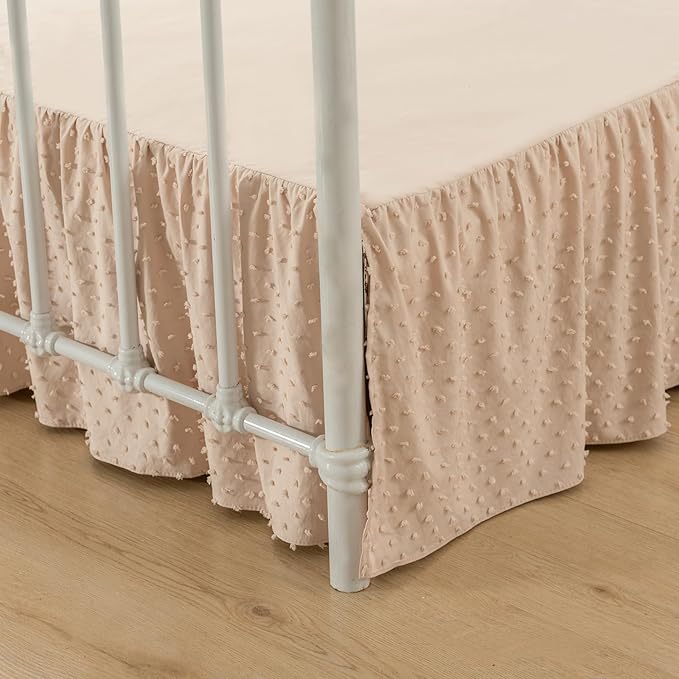 Tufted Dot Bed Skirt Queen Size,Ruffled Bed Skirt with Split Corners, Queen Bed Skirt 12 Inch Drop, Boho Queen Size Bed Skirt Cream for Ruffled Bed Skirt with Split Corners, Bed Skirts Queen Size