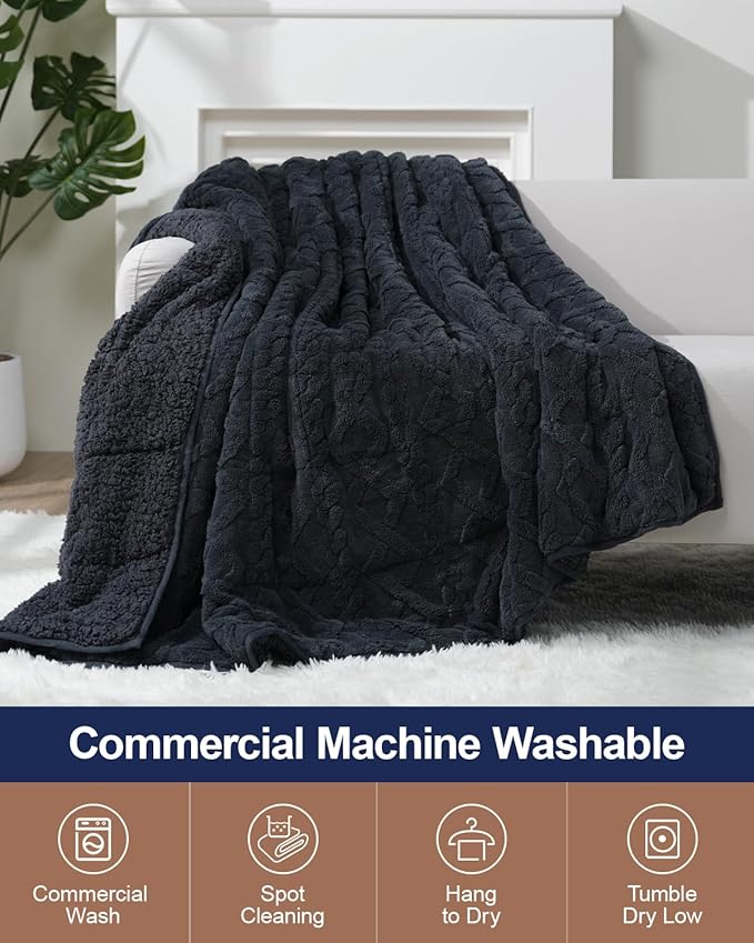 Super Fuzzy Soft Sherpa Fleece Weighted Blanket, 20 lbs Dual Sided Fluffy Heavy Weighted Blankets for Adults - No Bunching with Double Layers of Soft Inner Lining (60"x 80", 20 Pounds)