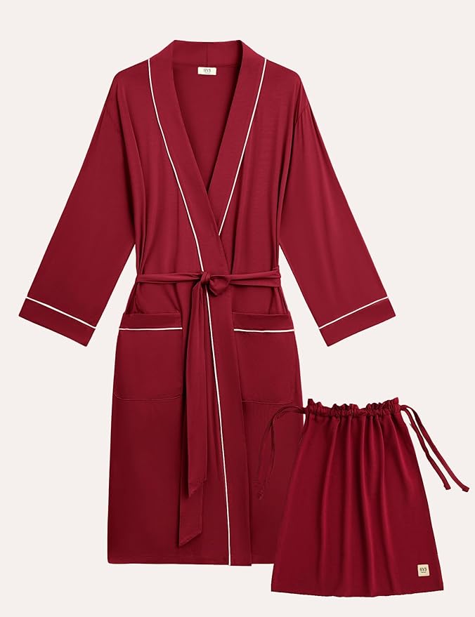 GYS Premium Viscose from Bamboo Robe for Women Long Sleeve Bathrobes Soft Kimono Robes