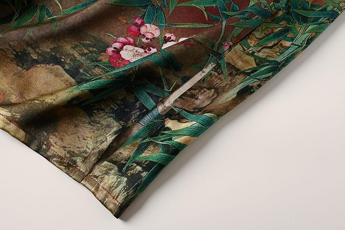Women's Silk Kimono Robe Long Bathrobe Nightgown 100% Mulberry Silk for Women - Classic Floral Pattern