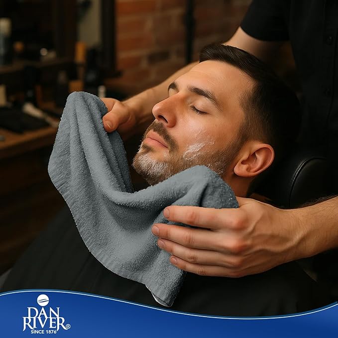 DAN RIVER 100% Cotton Salon Towels Set – 16x26 inches, Pack of 24, Highly Absorbent and Quick-Dry Towels for Hand, Salon, Spa, Beauty, Gyms and Home Hair Care, Grey