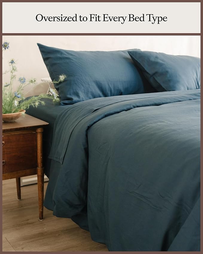Cozy Earth Luxury Duvet Cover King - 100% Viscose from Bamboo - Ultra-Soft, Cooling & Lightweight Duvet Cover - Temperature-Regulating Bedding - Concealed Zip & Interior Snap Closures - Pacific Blue