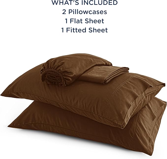 Bedsure California King Sheet Sets, Cooling Sheets for Hot Sleepers, Rayon Derived from Bamboo, Breathable & Soft, Deep Pocket Up to 16 Inches, Hotel Luxury Silky Bedding, Brown
