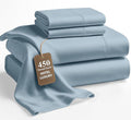 LANE LINEN Deep Pocket California King Sheet Set – 450 Thread Count 100% Long Staple Cotton, Soft Breathable Sateen Weave, 15” Fully Elasticized Fitted Sheet, Hotel Bedding & Pillowcases, French Blue