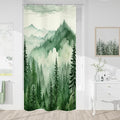 Green Small Stall Misty Pine Forest Shower Curtain 36 x 72, Mountain Foggy Woodland Scenery Tree Narrow Half Size Shower Curtains for Bathroom, Abstract Waterproof Nature-Themed Decor