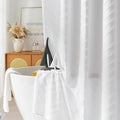 Extra Long Shower Curtains 72 x 84 Inches Tufted Chevron White Shower Curtains Fabric for Bathroom Modern Shabby Chic Waterproof Cloth Shower Curtain