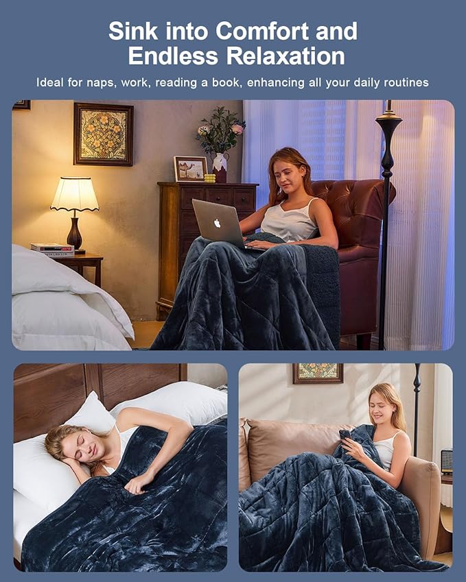 Super Fuzzy Soft Sherpa Fleece Weighted Blanket, 15 lbs Dual Sided Fluffy Heavy Weighted Blankets for Adults - No Bunching with Double Layers of Soft Inner Lining (60"x 80", 15 Pounds)