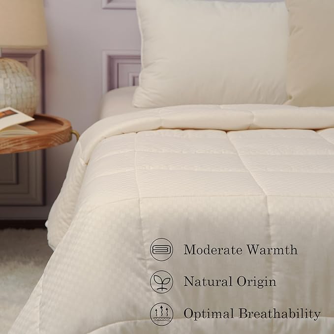 CUDDLE DREAMS Wool Comforter Duvet Insert, 100% Australian Wool Filling with Soft Noiseless Cotton Shell, Natural Warmth (Midweight for All Season, King)