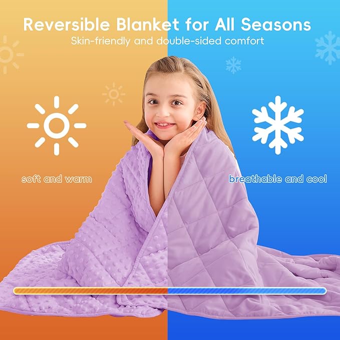 yescool Weighted Blanket 7 Pounds Light Purple Twin Size Cooling Weighted Throw Blanket, Minky Heavy Blankets Warm Weighted Comforter, Big Washable Thick Blankets Gift for 60-90lbs, 40 * 60in