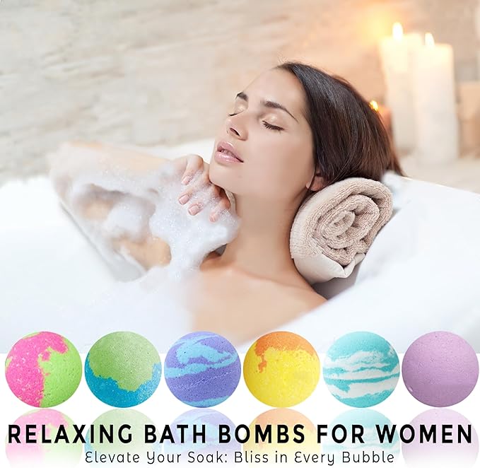 Bath Bombs for Women Gift Set - 24 Natural & Organic Bath Bombs with Essential Oils & Moisturizing Shea Butter, Spa Selfcare Gift, Stocking Stuffers, Christmas Gifts for Her, Women, Kids, Teen Girls