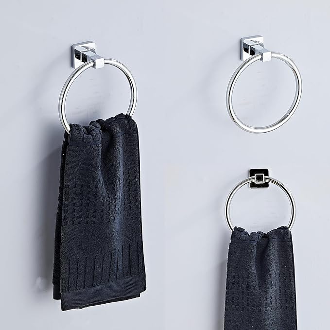 Chrome Bathroom Hardware Set 4 Pieces,Towel Bar Set Stainless Steel Wall Mounted, Includes 16In Hand Towel Bar, Towel Ring, Robe Towel Hooks,Toilet Paper Holder, Bathroom Towel Rack Set