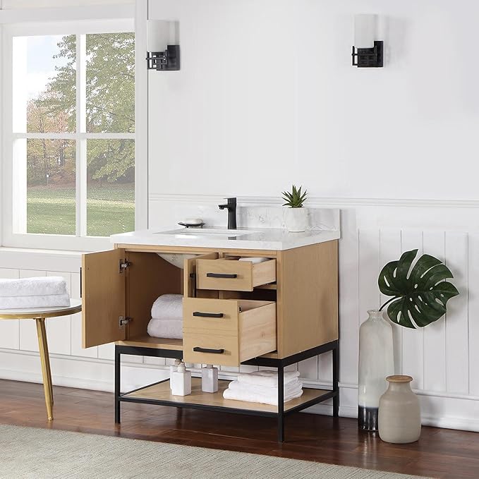 Wildy 36" Single Bathroom Vanity Set in Black Oak Without Mirror