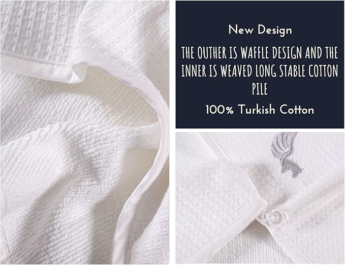 100% Turkish Cotton Hair Towel Wrap for Women,Non Microfiber,400-GSM(Grams per Square Metre),AntiFrizz,Hair Plop Waffle Towels for Curly,Long&Thick Hairs,Turban Head Wrap,1Pack10x26inc(White)