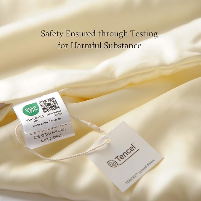 CUDDLE DREAMS Silk Filled Comforter for All Season, Detachable Tencel Duvet Cover for Easy Care, Naturally Breathable (Ivory, Queen)